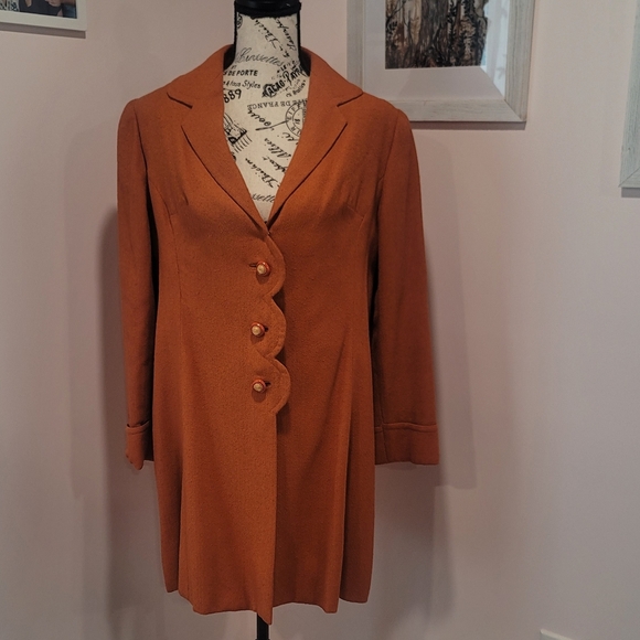 Vintage Jackets & Blazers - Vintage Late 1940’s Early 1950’s Rust Orange Blouclé Jacket M